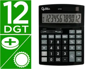 Calculatrice de bureau liderpapel xf30 12 chiffres   correct auto-replay solaire   et piles coloris noir — Non classé