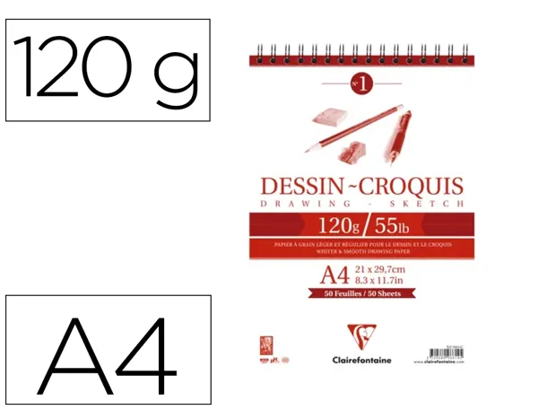 Bloc clairefontaine papier dessin recycle a4 50f 120g — Non classé