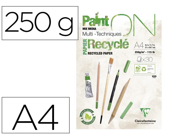 Bloc clairefontaine painton recycle a4 30f blanc 250g — Non classé