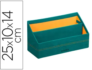 Porte-courrier rhodiarama 2 compartiments en simil cuir   paon velout  25x10x14cm — Non classé