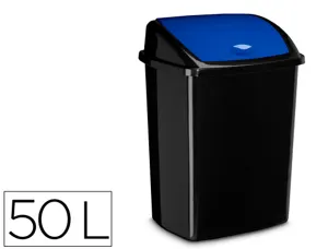 Poubelle cep plastique a couvercle basculant 50l noir  couvercle bleu — Non classé