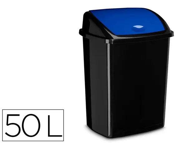 Poubelle cep plastique a couvercle basculant 50l noir couvercle bleu — Non classé