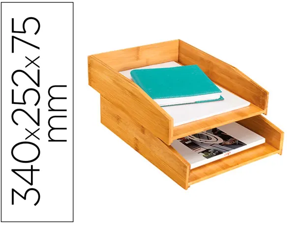 Corbeille courrier cep bambu superposable verticale/ escalier 34ox252x75mm set 2 unit s — Non classé
