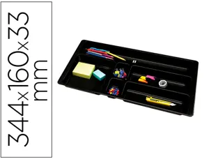 Organisateur tiroir q-connect amovible 344x160x33 mm        coloris noir — Non classé