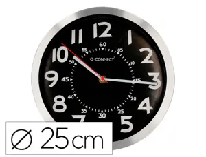 Horloge q-connect murale metallique mouvement          silencieux diametre 25 cm     coloris chrome — Non classé