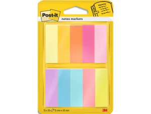 Marque-pages en papier post-it  10 blocs x 50        feuilles 15x50mm coloris      assortis — Non classé