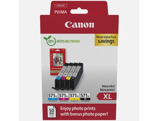 Cartouche d'encre original canon cli-571xl 11 ml noir/cyan/magenta/jaune pack 4 couleur — Non classé