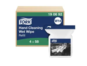 Recharge tork lingette humide w14 nettoyage mains sans      parfum blanc paquet 58        lingettes — Non classé