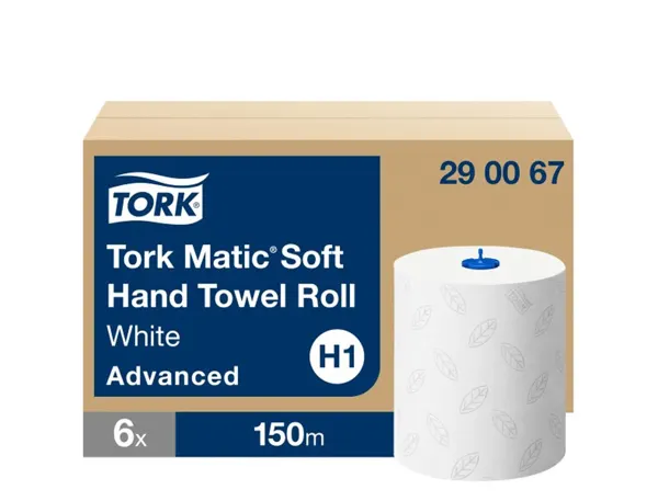 Essuie-mains tork matic h1 doux motifs blanc a feuilles  grises rouleau 150m — Non classé