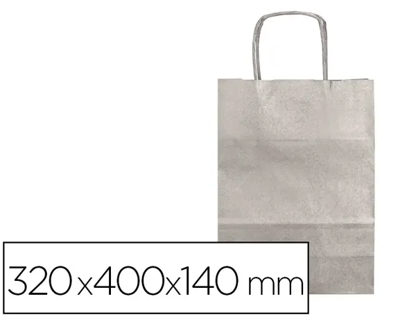 Sac papier q-connect kraft l anse torsadee 320x400x14mm    coloris argent — Non classé