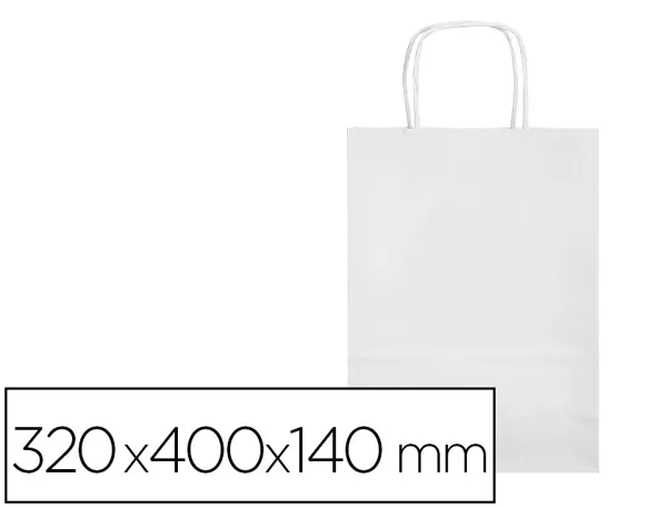 Sac papier q-connect cellulose l anse torsadee     320x400x14mm coloris blanc — Non classé