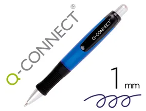Stylo-bille q-connect premium retractable grip prehension   caoutchouc pointe 1mm coloris bleu — Non classé