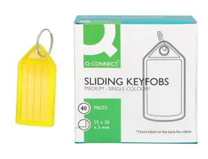 Porte-cles q-connect porte-etiquette premium       coloris jaune boite 40 unites — Non classé