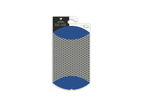 Pochette cadeau clairefontaine pliable        16x22cm kraft motif           geometrique bleu — Non classé