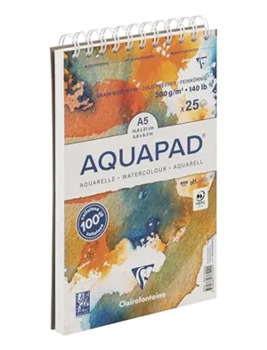 Bloc clairefontaine aquapad reliure integrale a5+ 25      feuilles 300g grain moyen     coloris blanc — Non classé