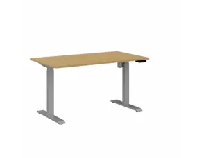 Bureau droit eol lutz 2 reglable hauteur l1400x800mm  plateau chene clair pietement gris aluminium — Non classé
