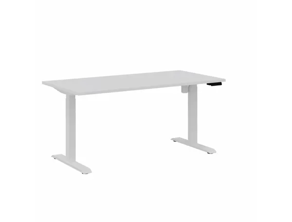 Bureau droit eol lutz 2 reglable hauteur l1600x800mm  plateau blanc neige pietement blanc — Non classé