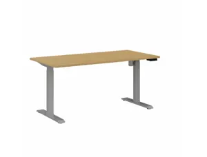 Bureau droit eol lutz 2 reglable hauteur l1600x800mm  plateau chene clair pietement gris aluminium — Non classé