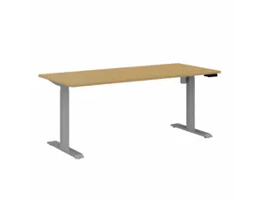 Bureau droit eol lutz 2 reglable hauteur l1800x800mm  plateau chene clair pietement gris aluminium — Non classé