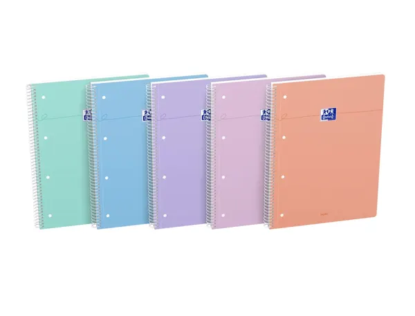 Cahier oxford smart spirale 4 trous 230x297mm 160 pages optik paper seyes coloris pastel assortis lot 20 unites —…