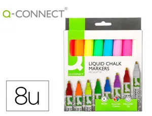 Marqueur q-connect craie liquide pointe ronde trace    3mm coloris assortis boite 8  unites — Non classé
