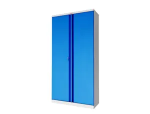 Armoire haute phoenix acier 190cm 2 portes et 4 etageres  serrure a cle coloris bleu — Non classé