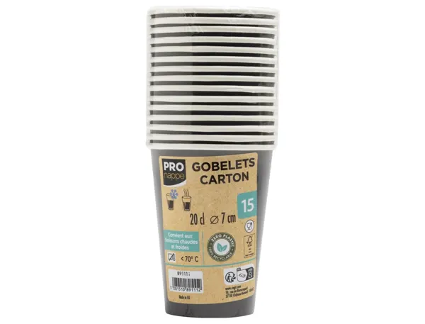 Gobelet exacompta carton 20cl coloris noir paquet 15 unites — Non classé