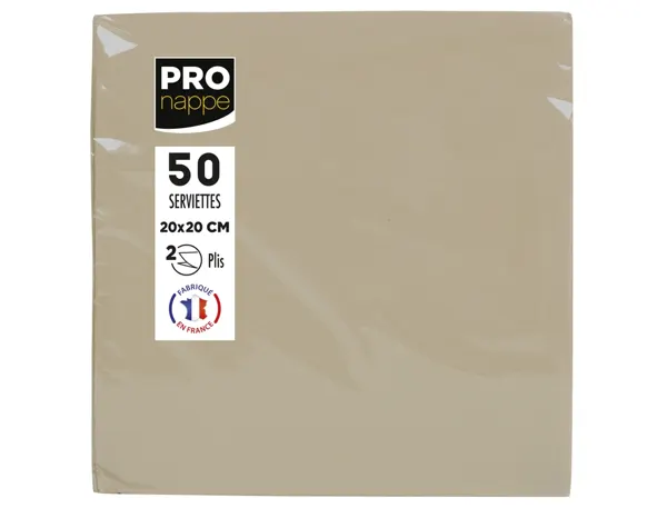 Serviette exacompta micro-gauffre ouate 2 plis    38x38cm coloris ficelle       paquet 40 unites — Non classé