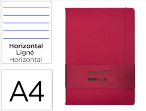 Carnet fermeture elastique antartik notes couverture     rigide a4 ligne 100 feuilles  80gr fsc coloris framboise — Non…