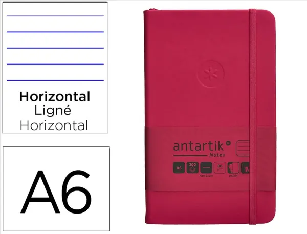 Carnet fermeture elastique antartik notes couverture rigide a6 ligne 100 feuilles 80gr fsc coloris framboise — Non…