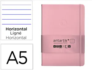 Carnet fermeture elastique antartik notes couverture     rigide a5 ligne 100 feuilles  80gr fsc coloris rose pastel — Non…