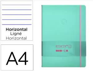 Carnet fermeture elastique rose antartik notes couverturerigide a4 ligne 100 feuilles  80gr fsc coloris turquoise — Non…
