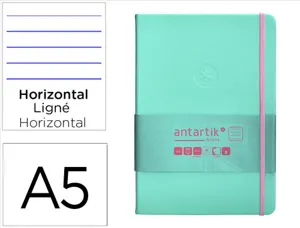 Carnet fermeture elastique rose antartik notes couverturerigide a5 ligne 100 feuilles  80gr fsc coloris turquoise — Non…