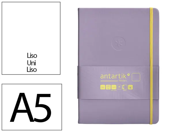 Carnet fermeture elastique jaune antartik notes couverture rigide a5 papier uni ivoire 100 feuilles 80gr fsc lilas — Non…