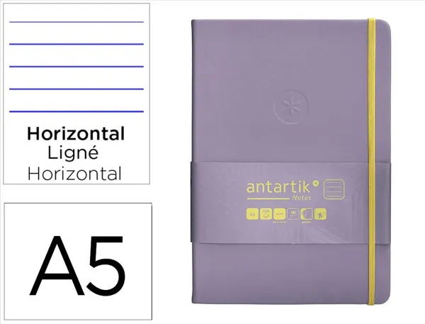 Carnet fermeture elastique jaune antartik notes couverture rigide a5 ligne 100 feuilles 80gr fsc coloris lilas — Non classé