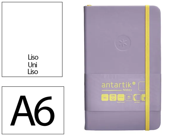 Carnet fermeture elastique jaune antartik notes couverture rigide a6 papier uni ivoire 100 feuilles 80gr fsc lilas — Non…