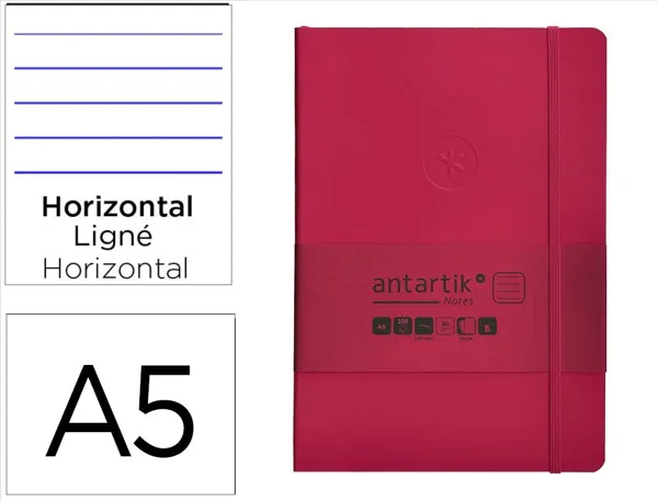 Carnet fermeture elastique antartik notes couverture     souple a5 ligne 100 feuilles  80gr fsc coloris framboise — Non…