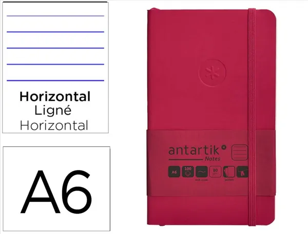 Carnet fermeture elastique antartik notes couverture     souple a6 ligne 100 feuilles  80gr fsc coloris framboise — Non…