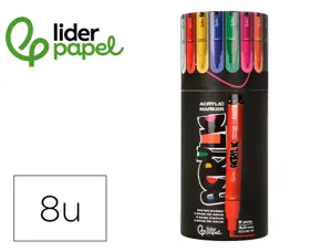 Marqueur liderpapel acrylique base eau tous support pointe  ronde 3mm coloris assortis    boite 8 unites — Non classé