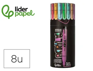 Marqueur liderpapel acrylique base eau tous support pointe  ronde 3mm coloris pastels     assortis boite 8 unites — Non…