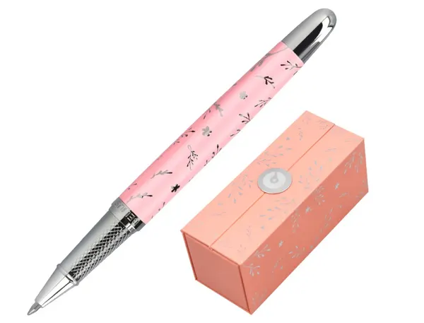 Roller belius collection1 aluminium encre noire coloris rose design relief argente    boite design — Non classé