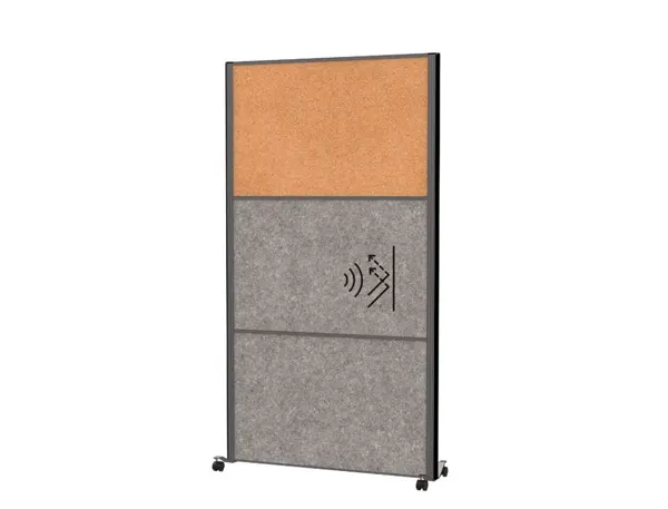 Cloison maul connecto 180x100cm mobile 2 modules    acoustiques gris fonce + 1    module tableau en liege — Non classé