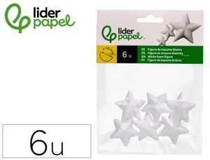 Forme liderpapel mousse polystyrene etoiles 4cm       coloris blanc sachet 6 unites — Non classé