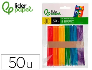 Batonnets liderpapel bois dim. 11,4x1cm coloris         assortis sachet 50 unites — Non classé