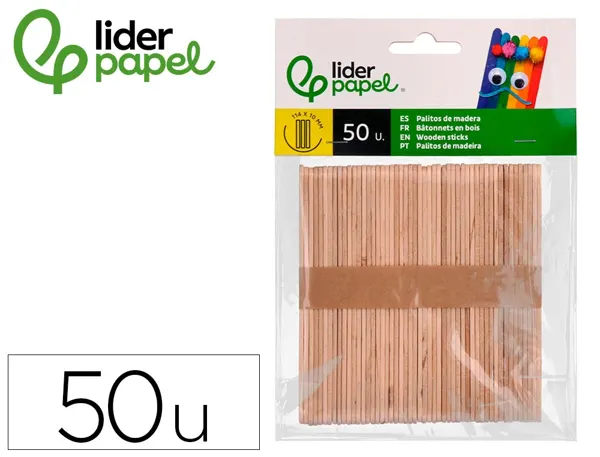 Batonnets liderpapel bois dim. 11,4x1cm coloris naturel sachet 50 unites — Non classé