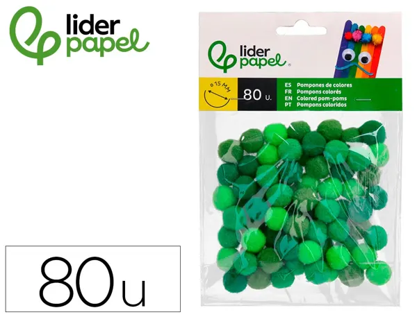 Pompons de couleur liderpapel diametre 1,5cm coloris nuances vert assortis sachet 80 unites — Non classé
