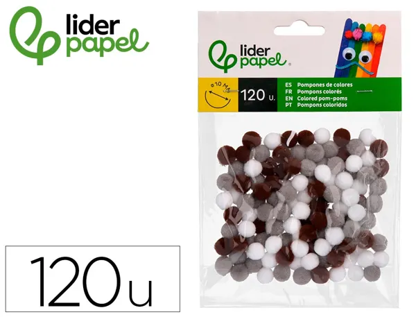 Pompons de couleur liderpapel diametre 1cm coloris nuances  neutres assortis sachet 120   unites — Non classé