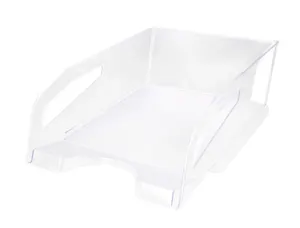 Corbeille a courrier q-connect plastique grande    capacite avec poignee         transparente 386x270x115mm — Non classé