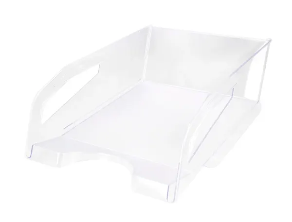Corbeille a courrier q-connect plastique grande capacite avec poignee transparente 386x270x115mm — Non classé