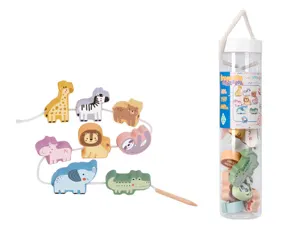 Jeu enfant imaginovo perles d'animaux a enfiler bois +24  mois 13 pieces 27x6,5x6,5 cm — Non classé
